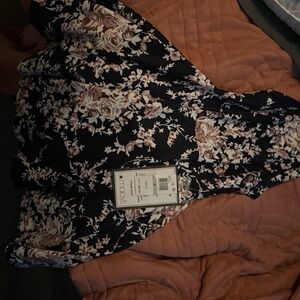 navy blue dress with flower print